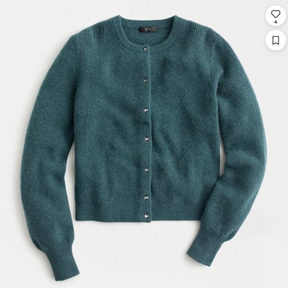 Jcrew Preppy Teal Blue Alpaca / Merino Wool Blend Cardigan Sweater, XS, EUC